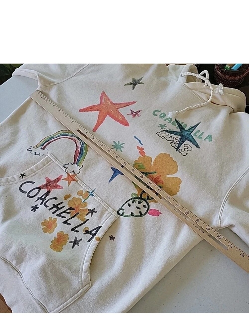 Cream Graphic Pullover Hoodie